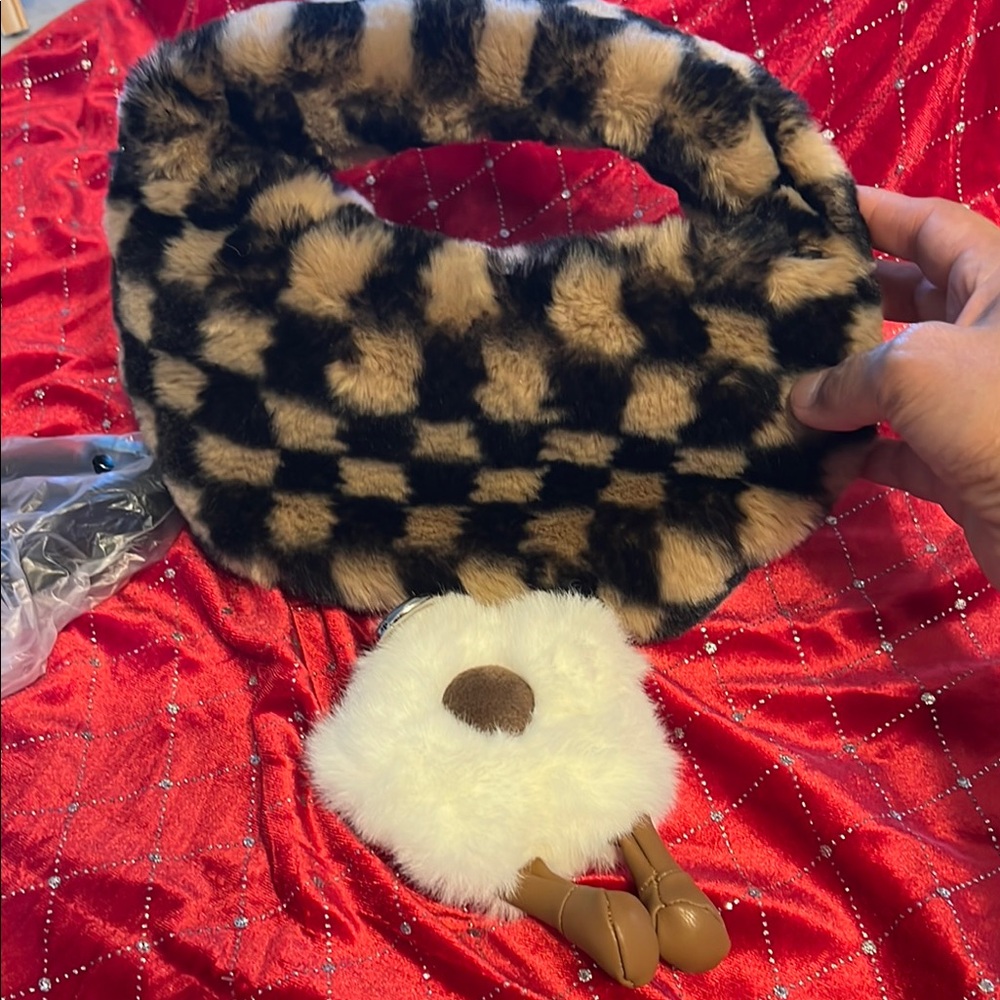 Checkered Faux Fur Bag